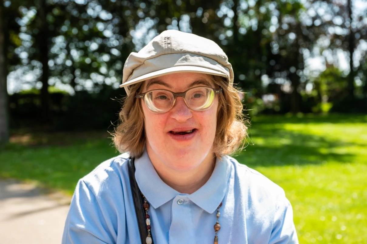 Disabled woman smiling at camera